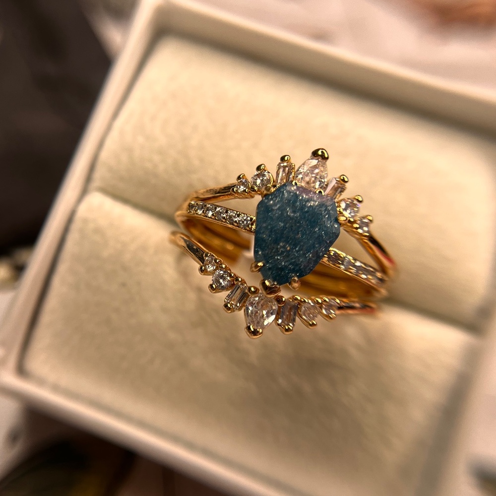 Bomb Party "All Summer Long" Lab Created London Blue Sapphire Ice Crystal + Rose